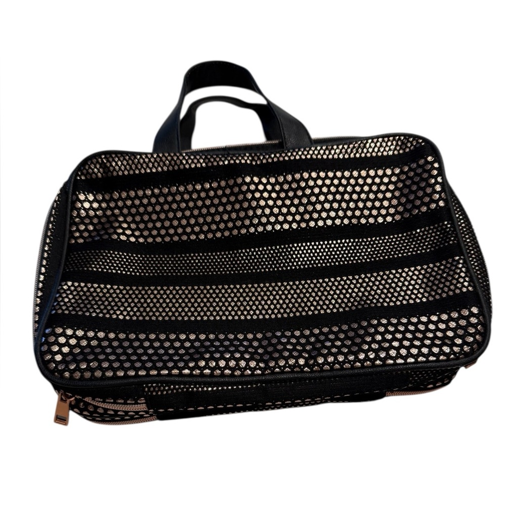 Sonia Kashuk Black and Rose Gold Cosmetic Bag